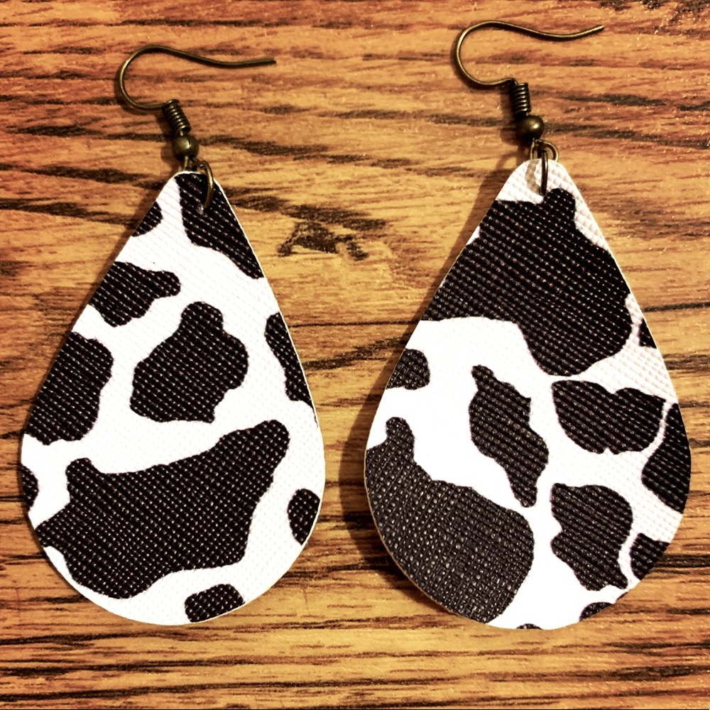 Cow print earrings